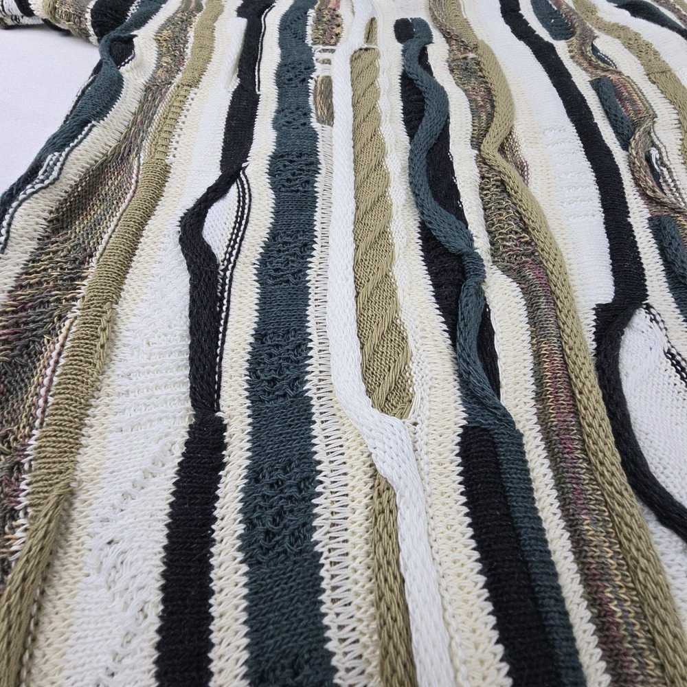 Vintage 90s J Ferrar Coogi Style 3D Knit Cardigan Sweater Mens XL Bulgaria - Picture 6 of 10
